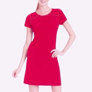 Calvin Klein Hot Pink Gold Stud Shift Stretch Dress NWT